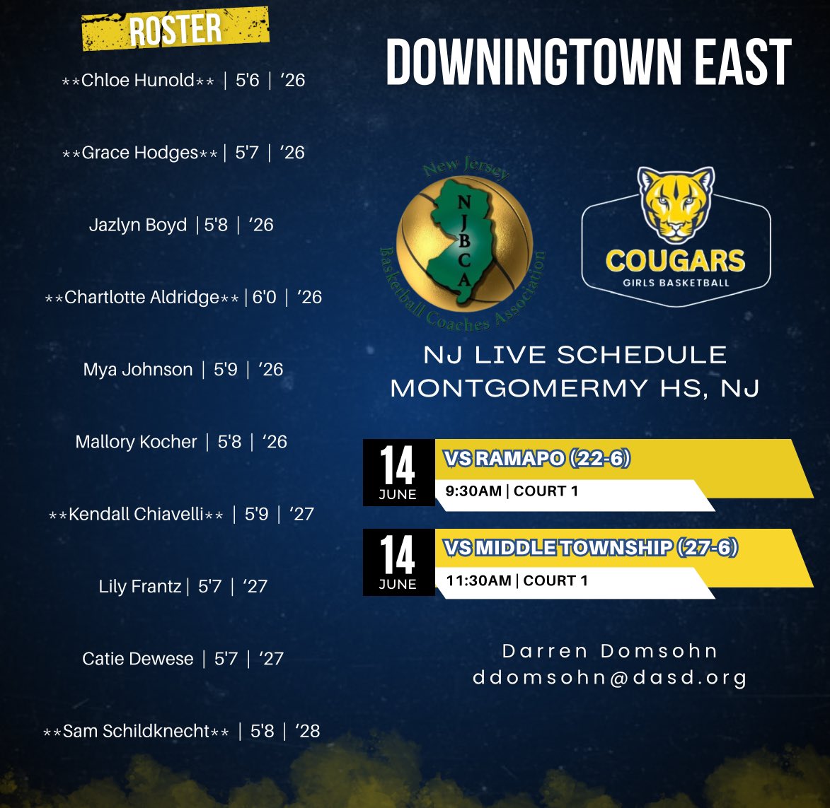 Kendall Chiavelli (@kendallchiavel3) on Twitter photo Can’t wait to get back on the court with <a href="/deastgirlsbball/">D'East Girls Basketball</a> this weekend at NJ Live! Check out our schedule below! <a href="/LadyRunnin/">Lady Runnin Rebels</a> <a href="/NJBCA_Official/">New Jersey Basketball Coaches Association</a> <a href="/domsohn11/">Darren Domsohn</a> Can’t wait to get back on the court with <a href="/deastgirlsbball/">D'East Girls Basketball</a> this weekend at NJ Live! Check out our schedule below! <a href="/LadyRunnin/">Lady Runnin Rebels</a> <a href="/NJBCA_Official/">New Jersey Basketball Coaches Association</a> <a href="/domsohn11/">Darren Domsohn</a>
