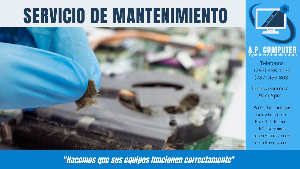 apcomputerprusa's tweet image. ¡Contáctenos hoy mismo para más información al (787) 438-1030 / (787) 455-8631.#reparaciondecomputadoras #APComputer #APComputerSystemsAdministrators  #APComputerSystems #APComputerPR #APComputerPRUSA #Dios #Diosesbueno #God #Godisgood