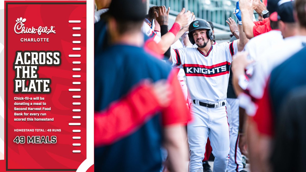 Charlotte Knights (@knightsbaseball) on Twitter photo Another home stand is in the books, and thanks to <a href="/ChickfilA/">Chick-fil-A, Inc.</a>, more meals have been donated to Second Harvest Food Bank! Another home stand is in the books, and thanks to <a href="/ChickfilA/">Chick-fil-A, Inc.</a>, more meals have been donated to Second Harvest Food Bank!