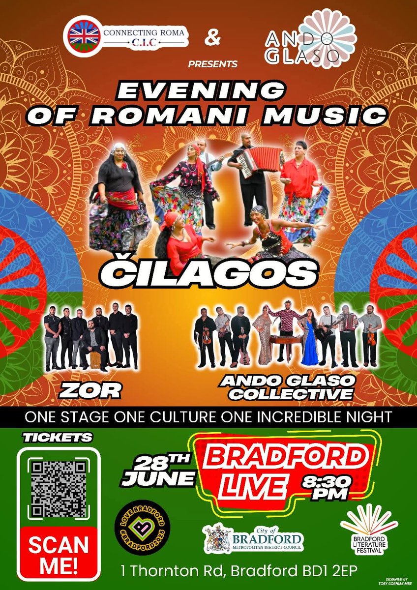 !!!!!!!! Romani Concert in Bradford !!!!!!!!

28 June 2025 8:30pm (doors open at 7:30pm)

An evening of traditional Romani music in Bradford's most prestigious venue

Bradford Live 1 Thornton Rd, Bradford BD1 2EP

Click below to book your ticket
bradfordlitfest.co.uk/event/an-eveni…