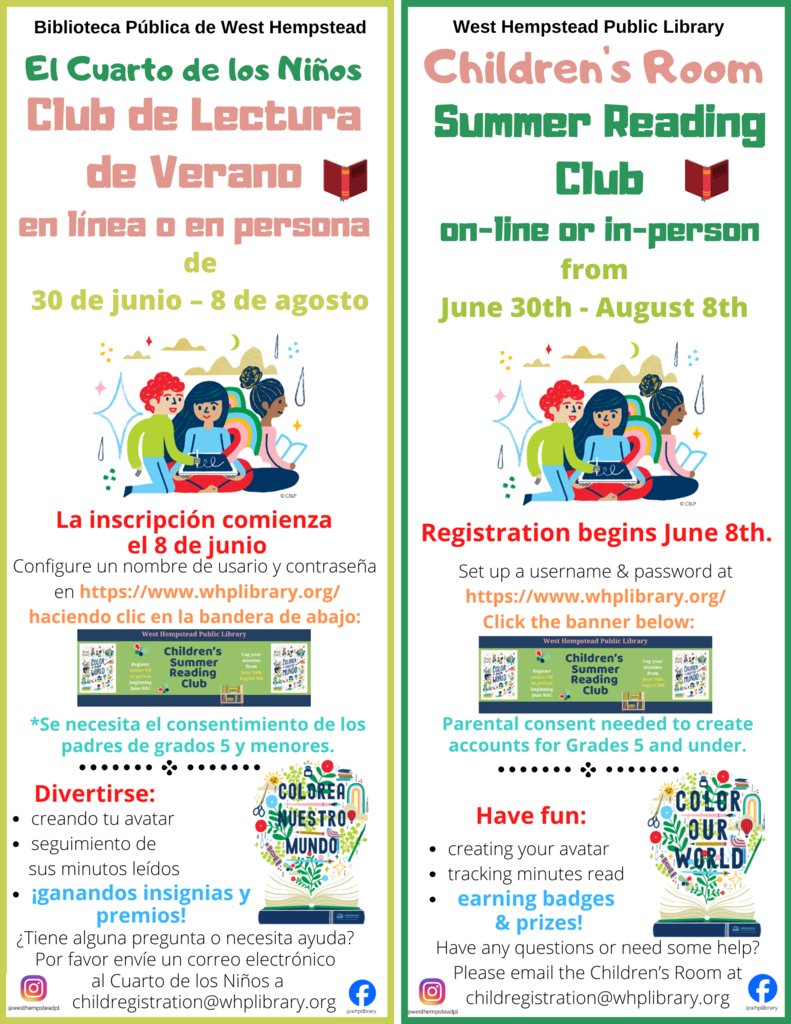 Ram Pride (@whufsdrams) on Twitter photo ๐โจ Summer reading adventure awaits! Join @westhempsteadpl's Summer Reading Club from 6/30-8/8! Create avatars, track reading minutes, earn badges & prizes! Starts June 8th at whplibrary.org #WHe <a href="/WHChestnut/">WHChestnut</a> <a href="/CornwellAveES/">CornwellAveES</a> <a href="/WHGWashington/">WHGW</a> <a href="/wh_secondary/">WH Secondary School</a> <a href="/WHHumanities/">WHUFSDHumanities</a> ๐โจ Summer reading adventure awaits! Join @westhempsteadpl's Summer Reading Club from 6/30-8/8! Create avatars, track reading minutes, earn badges & prizes! Starts June 8th at whplibrary.org #WHe <a href="/WHChestnut/">WHChestnut</a> <a href="/CornwellAveES/">CornwellAveES</a> <a href="/WHGWashington/">WHGW</a> <a href="/wh_secondary/">WH Secondary School</a> <a href="/WHHumanities/">WHUFSDHumanities</a>