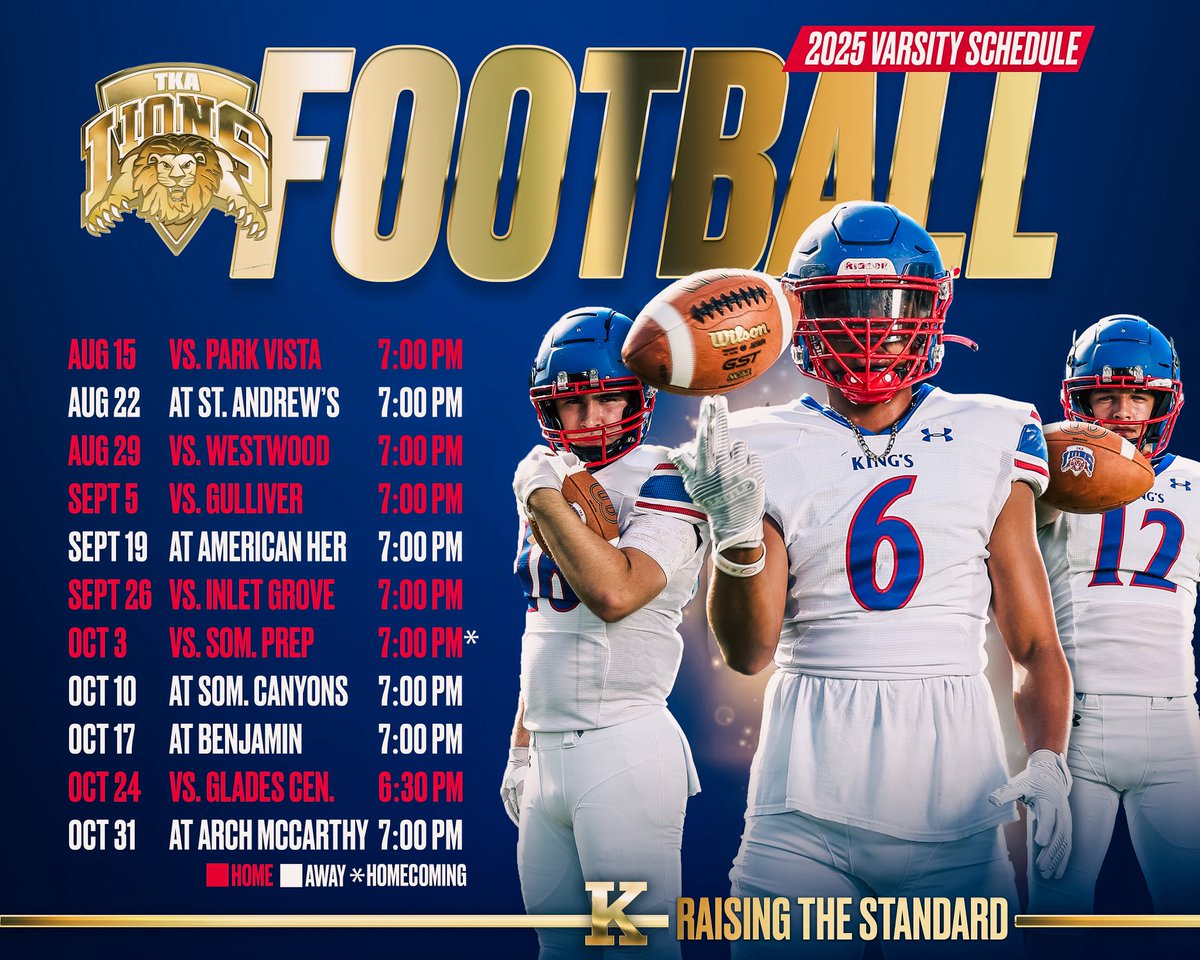 TKALions's tweet image. Mark your calendars- football season is coming soon! #tkafootball 🏈

@TKALionsFB @TKAWPB @CoachBurack22 @FlaHSFootball @EraPrep @ESPNWestPalm @pbphighschools