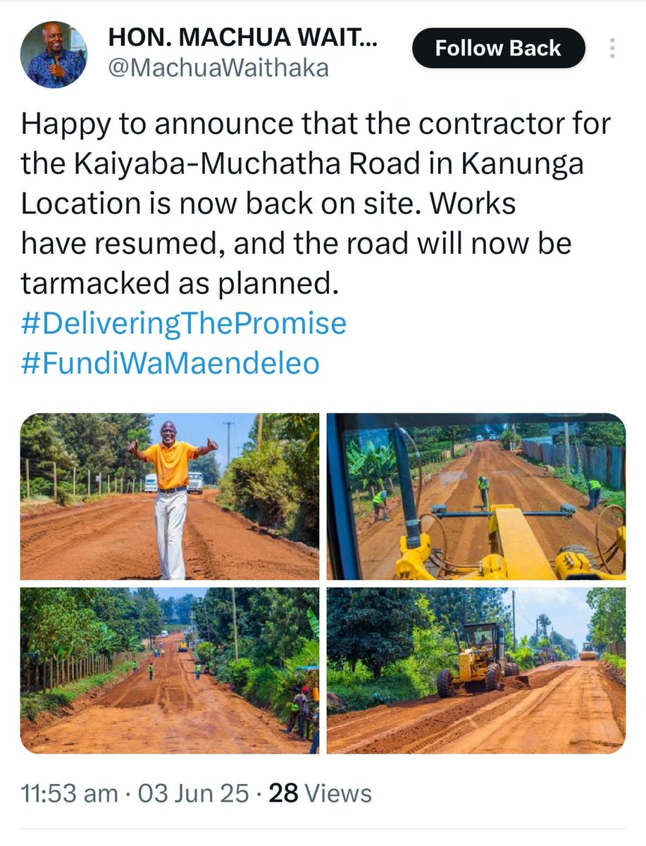 Ruto_nated's tweet image. Contractors wako site—not on one road, but on dozens nationwide. This is not a PR stunt. It&apos;s a coordinated push to finish what was started and open new routes for trade and movement. #WantamRoadProjects