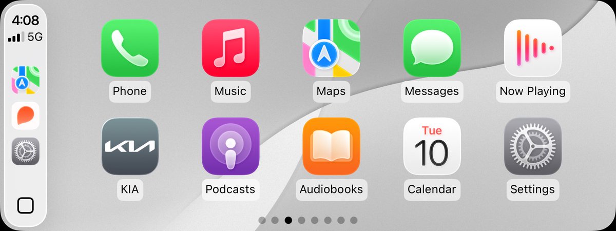 Osama11's tweet image. التصميم الجديد لابل كاربلاي ، في خيار اول مرة اشوفه ماتاكدت اذا جديد او قديم ، اذا شغلته يتكيف مع حجم شاشة السيارة
 #iOS26Osama