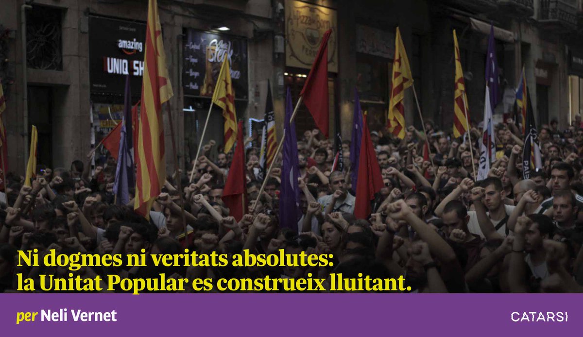 Entre el sectarisme i la subordinació estratègica la unitat popular ha de poder recollir una línia pròpia que aglutini la diversitat de formes d'organització de la classe treballadora. 

✍️<a href="/nelxbaixllo/">n ☭</a> 

catarsimagazin.cat/ni-dogmes-ni-v…