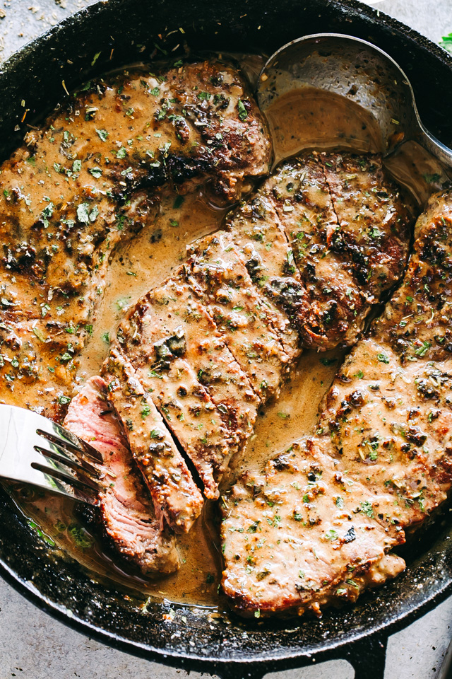 This bourbon steak recipe is made with juicy pan-seared sirloin coated in a tangy Dijon mustard rub, then smothered in a creamy bourbon sauce. #FathersDay2025 #Recipes  diethood.com/skillet-bourbo…
