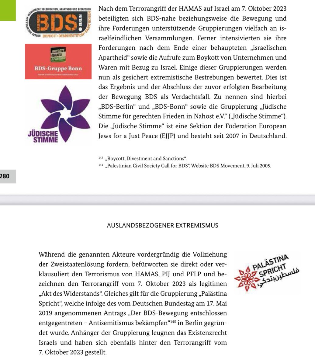 Breaking: Jewish Voice for a Just Peace (JS) along with BDS Berlin &amp; BDS Bonn have officially been declared “foreign extremists” by the Office of Constitutional Protection