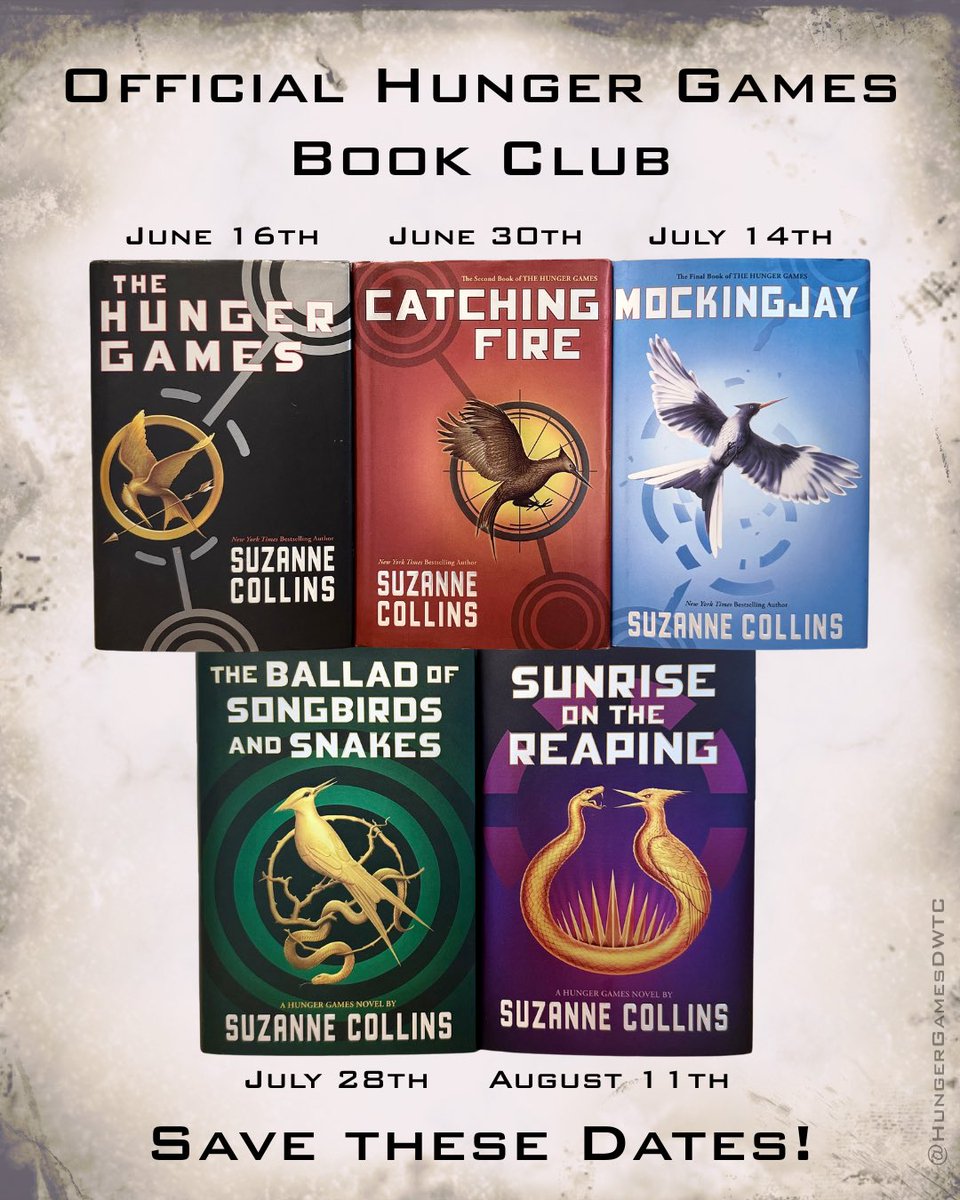 HungerGamesDWTC's tweet image. It’s almost time for another summer in Panem! The Official Hunger Games Book Club is back again &amp;amp; it all kicks off on Monday, June 16th! We are so excited to be a part of the book club again and look forward to having a summer filled with lots of great discussion @HungerGamesBks