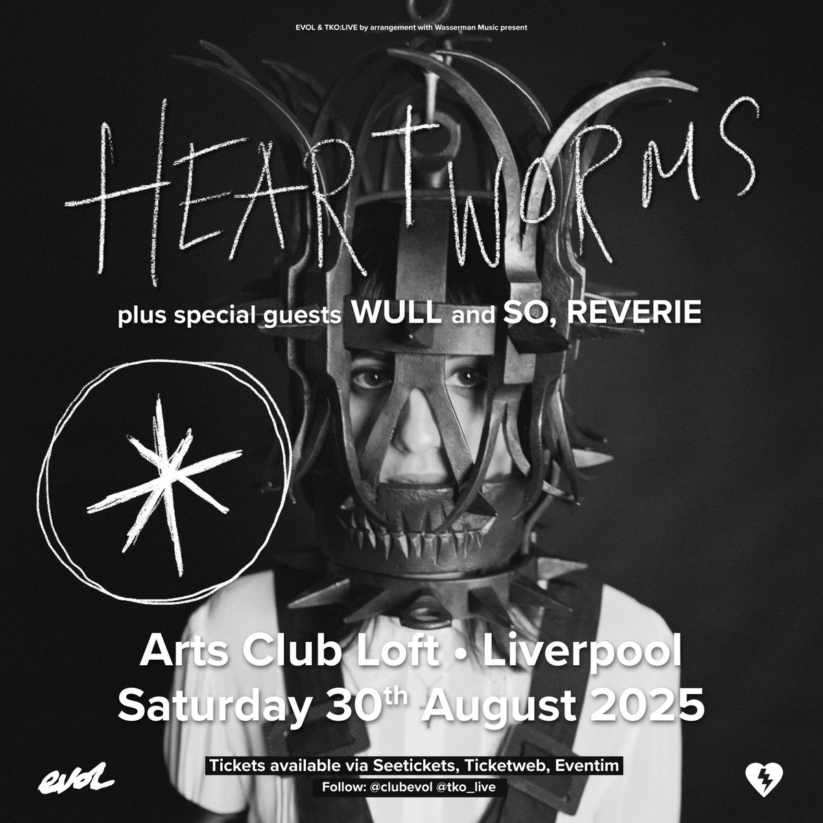 EVOL (@clubevol) on Twitter photo Her debut album was given FIVE STARS by both <a href="/NME/">NME</a> & <a href="/diymagazine/">DIY</a> and she recently appeared on <a href="/BBCLater/">Later...with Jools Holland on BBC Two</a> performing it, NOW <a href="/iamheartworms/">Heartworms</a> brings her riveting, raw goth-rock to <a href="/artsclublpool/">Arts Club Liverpool</a>, Saturday August 30th with <a href="/wullband/">Wull</a> & So, Reverie.
Get tickets: seetickets.com/event/heartwor… Her debut album was given FIVE STARS by both <a href="/NME/">NME</a> & <a href="/diymagazine/">DIY</a> and she recently appeared on <a href="/BBCLater/">Later...with Jools Holland on BBC Two</a> performing it, NOW <a href="/iamheartworms/">Heartworms</a> brings her riveting, raw goth-rock to <a href="/artsclublpool/">Arts Club Liverpool</a>, Saturday August 30th with <a href="/wullband/">Wull</a> & So, Reverie.
Get tickets: seetickets.com/event/heartwor…