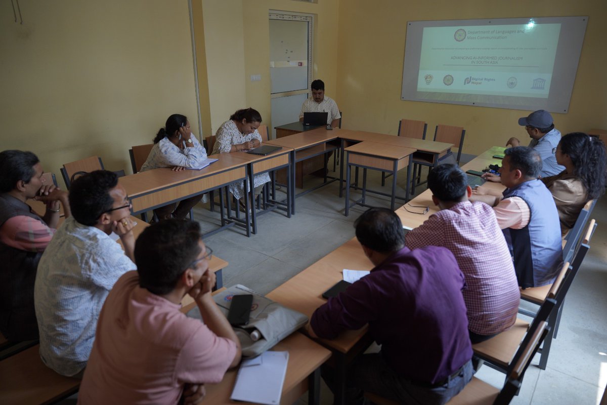 radiotvku's tweet photo. Glimpse of Todays Departmental Discussion on AI in Journalism Curricula
#dolmc #mediastudies #bms #ba-emcj #FilmatKU https://t.co/aNFMiT7aB9