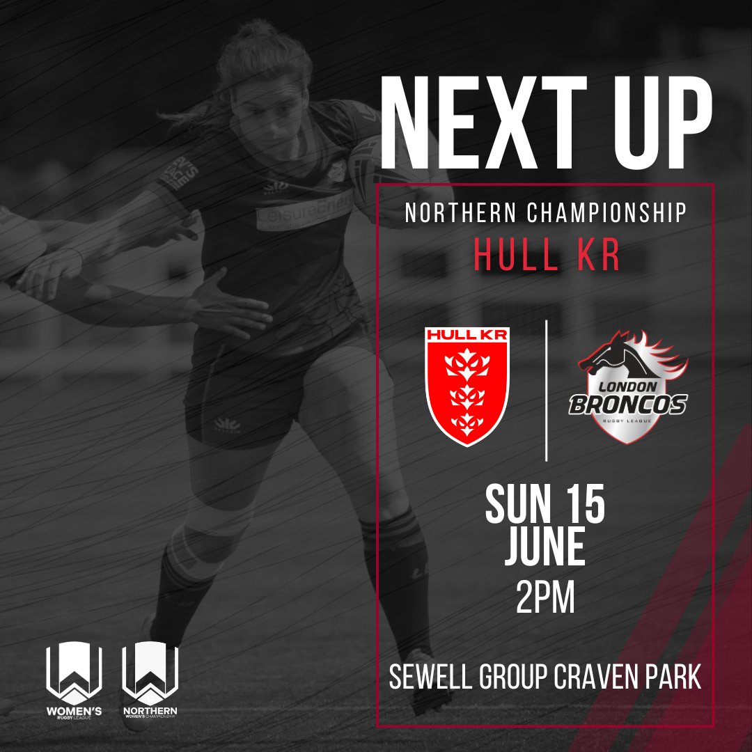 ON THE ROAD AGAIN 🚌

We travel to play <a href="/hullkrofficial/">Hull KR</a> for Round 5 of the Northern Championship! 🔥

🗓️ Sunday 15 June
⏰ 2pm KO
🆚 <a href="/hullkrofficial/">Hull KR</a> 
📍 Sewell Group Craven Park

#BackTheBroncos

#WeAreLondon 🐴