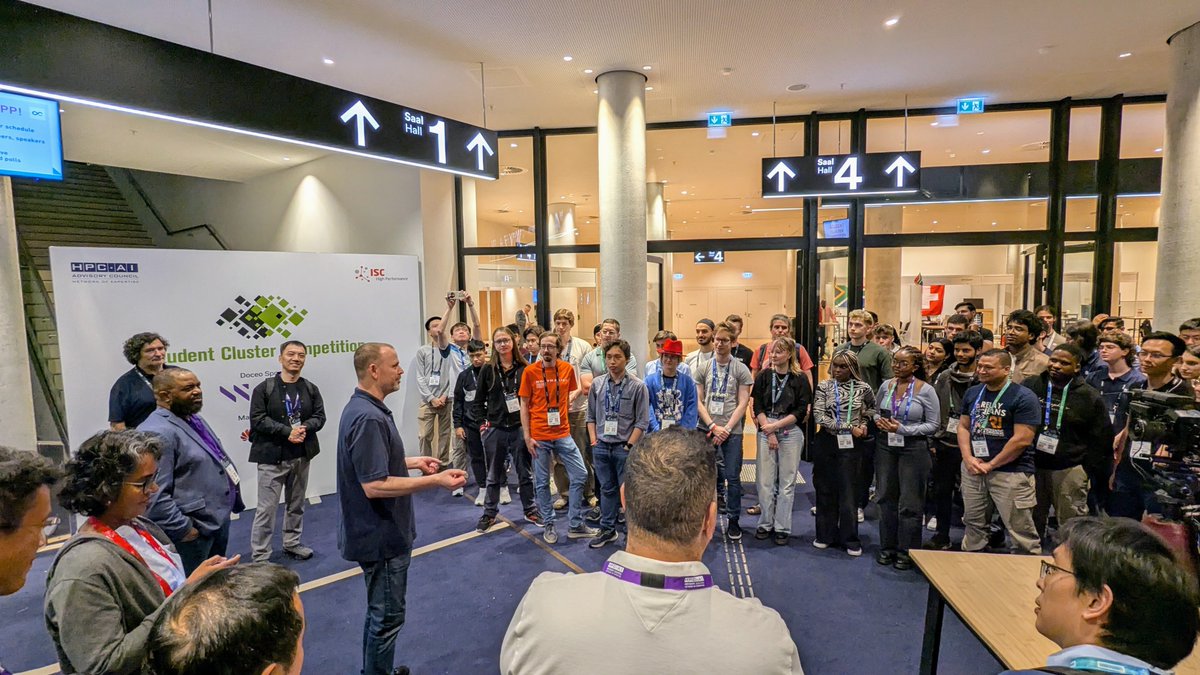 HPC-AI Advisory Council (@hpccouncil) on Twitter photo The ISC Student Cluster Competition has officially begun with opening ceremony conducted by Brian Sparks from HPCAIC <a href="/sflynx20/">Brian Sparks</a>, Nages Siesllack ISC , Kevin Tubbs from <a href="/WekaIO/">WEKA</a>, and Shaowei Liu from <a href="/Huawei_Europe/">Huawei Europe</a>. Good luck students! #ISC25_SCC #ISC25 hpcadvisorycouncil.com/events/student… The ISC Student Cluster Competition has officially begun with opening ceremony conducted by Brian Sparks from HPCAIC <a href="/sflynx20/">Brian Sparks</a>, Nages Siesllack ISC , Kevin Tubbs from <a href="/WekaIO/">WEKA</a>, and Shaowei Liu from <a href="/Huawei_Europe/">Huawei Europe</a>. Good luck students! #ISC25_SCC #ISC25 hpcadvisorycouncil.com/events/student…