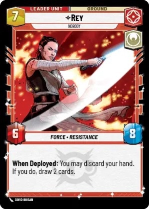 Golden Dice Podcast (@goldendicepod) on Twitter photo Who is your most disappointing leader coming in Legends of the Force? For me it is Rey, I really LOVE the artwork <a href="/DavidMBuisan/">David M. Buisán</a> did! Just bummed she deploys so late and ability isn't amazing.
#SWU Who is your most disappointing leader coming in Legends of the Force? For me it is Rey, I really LOVE the artwork <a href="/DavidMBuisan/">David M. Buisán</a> did! Just bummed she deploys so late and ability isn't amazing.
#SWU