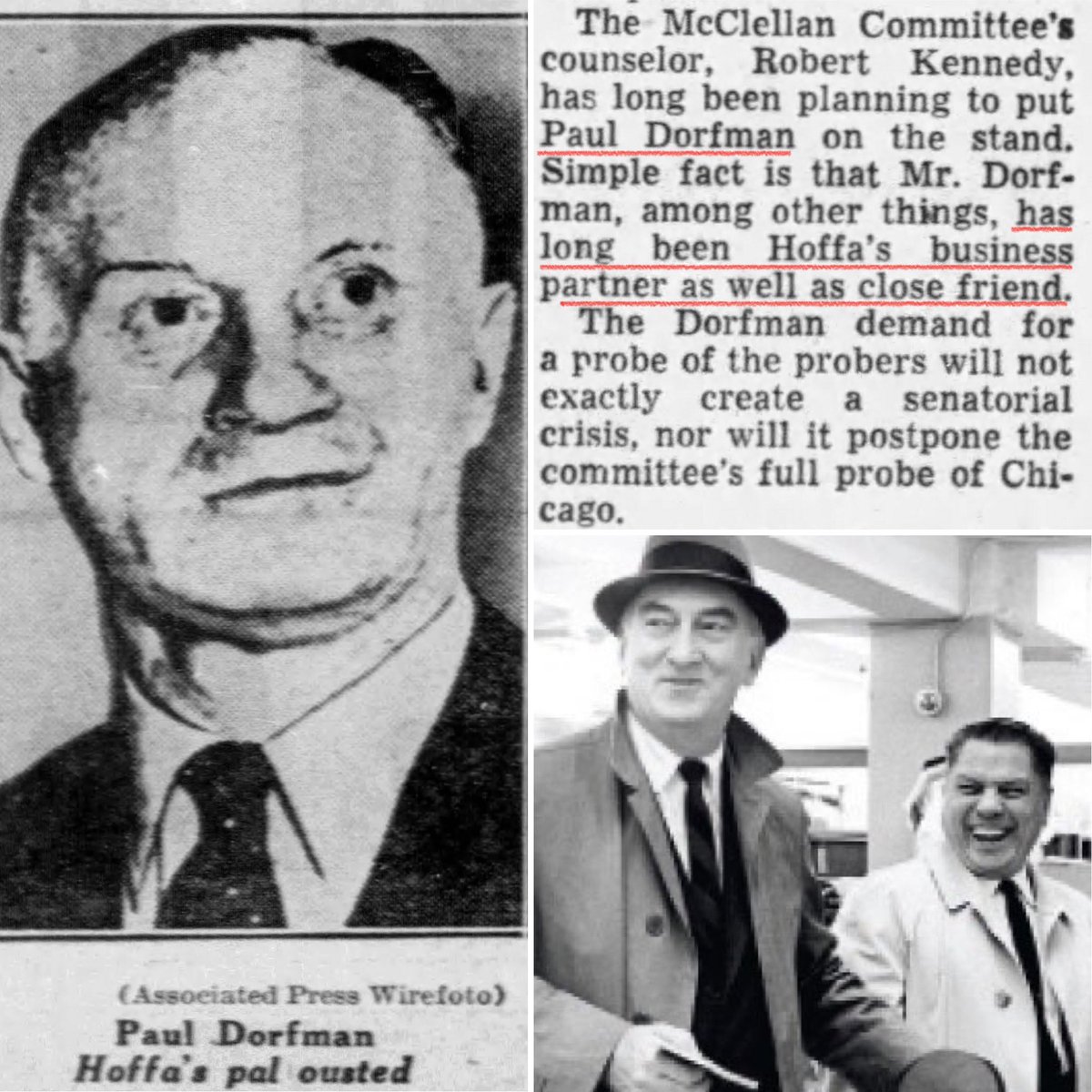 FilesJFK's tweet image. Jack Ruby didn’t act alone—and he didn’t operate in a vacuum.
He ran in circles connected to Jimmy Hoffa through Paul “Red” Dorfman—a Chicago labor boss, mob fixer, and Hoffa’s business partner and close friend.
Dorfman once called Ruby “a real nice guy.”
After Ruby shot…