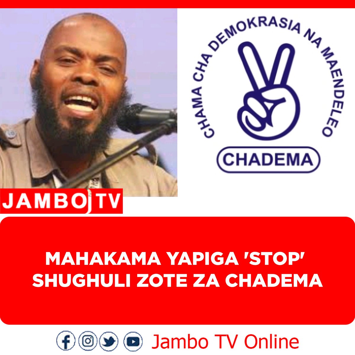 Looks like #NoReformsNoElection 
wave is too much for the party-state to handle

CHADEMA ordered to suspend all activities for 2 weeks.  Order from a supposedly 'neutral' judge from the best &amp; fair judiciary in Africa 👍