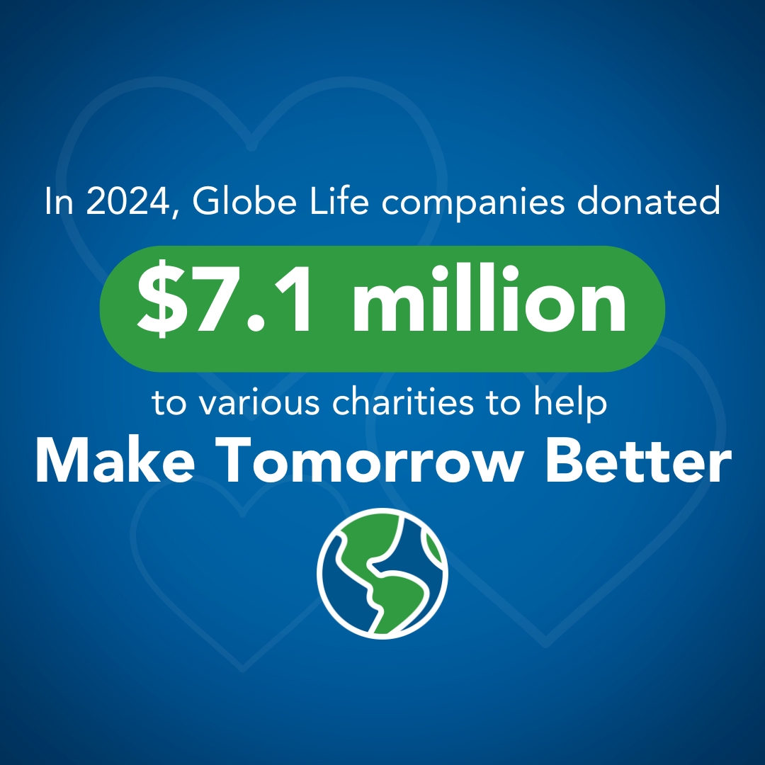 SSBHOrg's tweet image. Globe Life, along with our dedicated agencies, organizations, and employees, have contributed an incredible $7.1 million in 2024 to help Make Tomorrow Better. Together, we are committed to enhancing the communities where we live, work, and serve. 🌎💙 #MakeTomorrowBetter