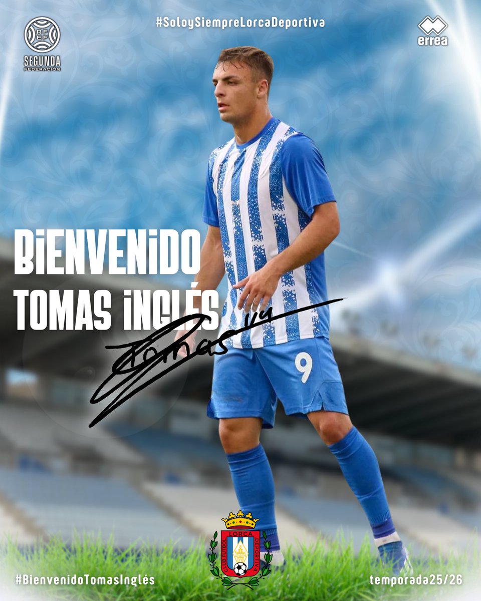 FICHAJE |

✍🏻 𝙏𝙊𝙈𝘼𝙎 𝙄𝙉𝙂𝙇𝙀𝙎, nuevo jugador del Lorca Deportiva.

lorcadeportiva.es/tomas-ingles-n…

#BienvenidoTomas
#SoloySiempreLorcaDeportiva
