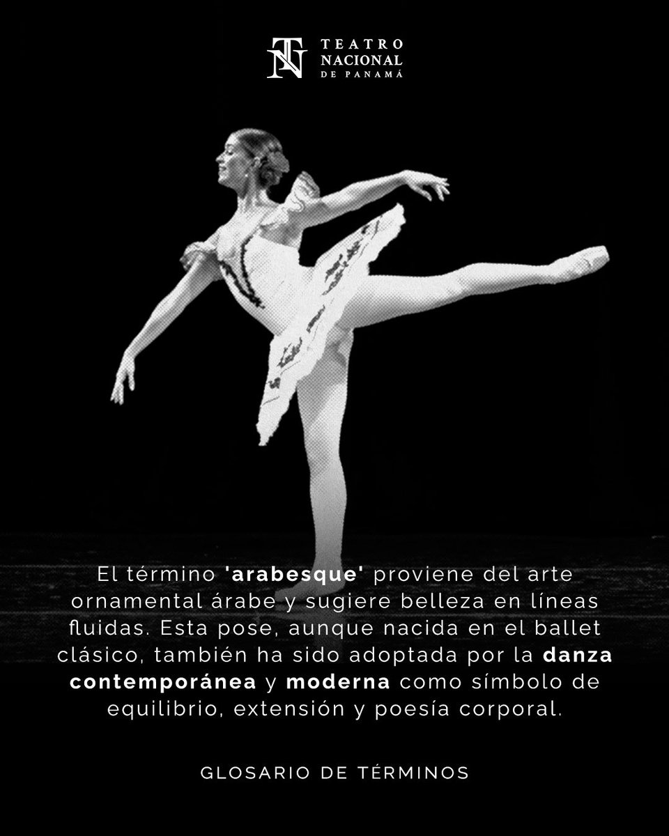 1/3 Hoy te presentamos un nuevo término de nuestro glosario, “Arabesque”.

En esta posición de ballet el cuerpo se presenta de perfil, apoyado sobre una sola pierna (ya sea en recta, demi-plié o en relevé), mientras la otra se extiende hacia atrás y en línea recta, estirada.