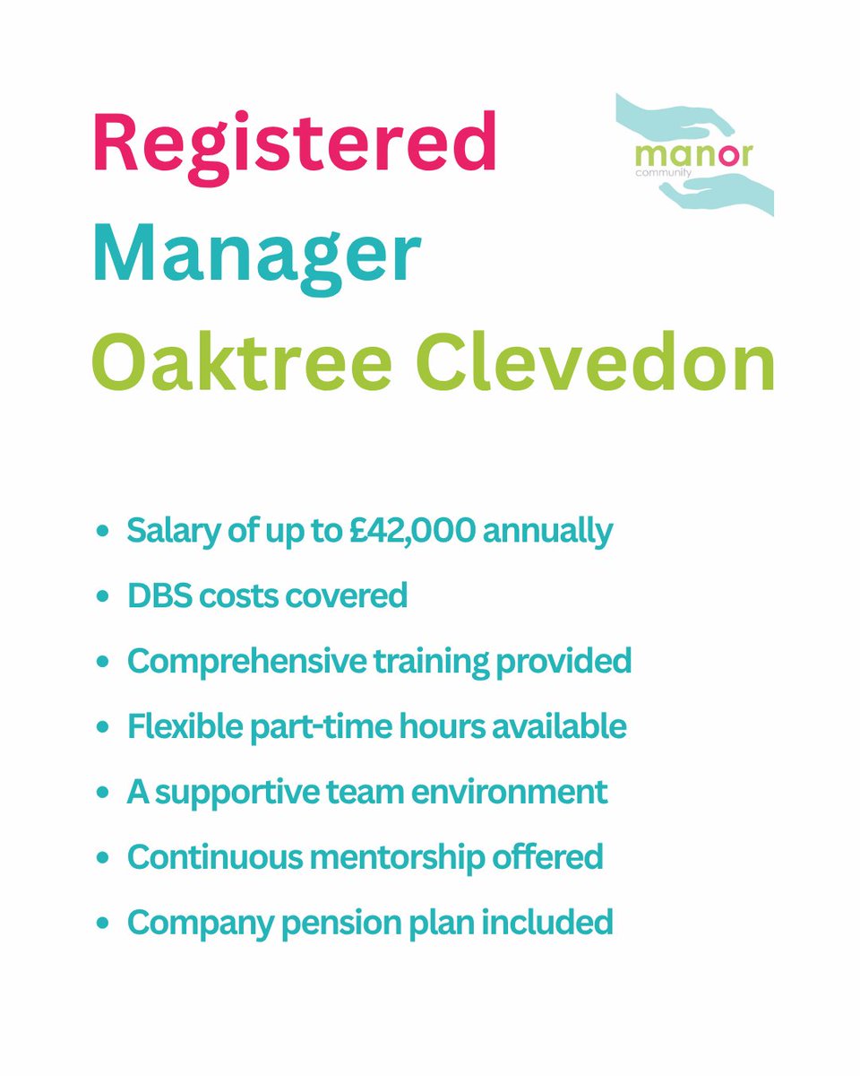 Manor Community (@manorcommunity) on Twitter photo We're hiring!
Are you looking for a new Registered Manager role? We want to hear from you!
Click the link to apply: loom.ly/hstrgkw
Or email us recruitment@manorcomunity.co.uk
#registeredmanager #hiring #client #manager #carework We're hiring!
Are you looking for a new Registered Manager role? We want to hear from you!
Click the link to apply: loom.ly/hstrgkw
Or email us recruitment@manorcomunity.co.uk
#registeredmanager #hiring #client #manager #carework