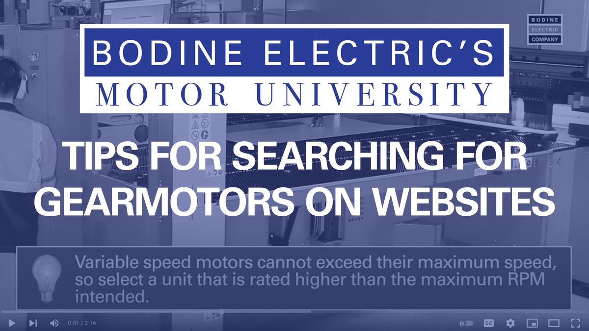 Episode 4 of Bodine Electric’s Motor University Highlights Tips for Searching for Gearmotors on Websites. 

youtube.com/watch?v=MBGFqa…

#bodineelectriccompany #gearmotors #motors #controls #bodineelectricmotoruniversity #episode4 #tipsforsearchingforgearmotorsonwebsites