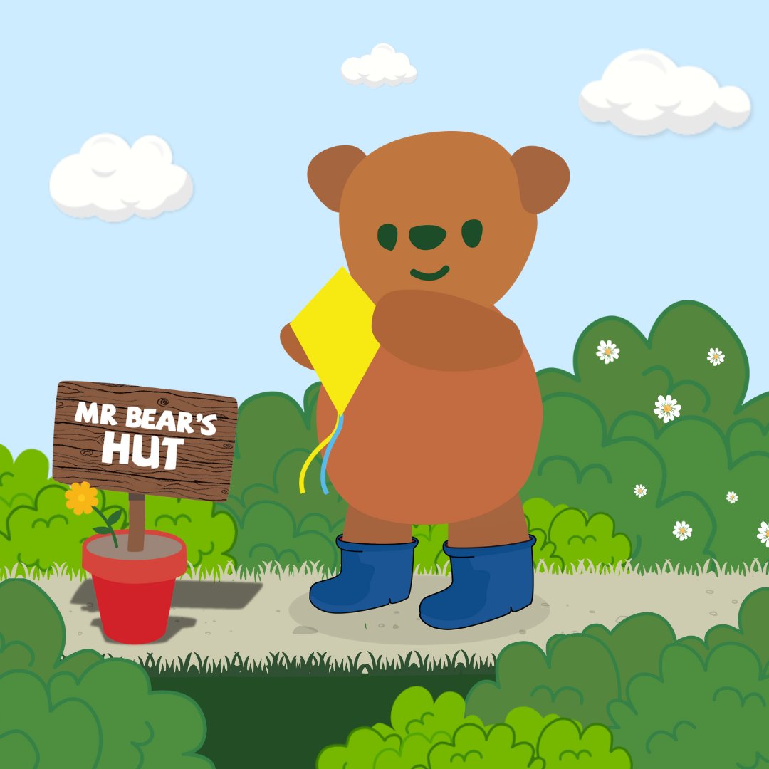 Mr Bear is off to take his 💚favourite yellow kite 🪁 for a spin! greenbeanandfriends.co.uk #news #pr #media #animation