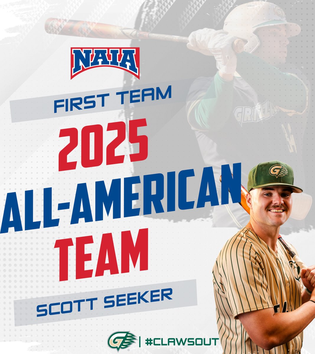 Scott Seeker Garners First-Team All-America Accolade. He led the Grizzlies with 12 home runs and 84 RBI as the designated hitter in 2025.

📰 - tinyurl.com/36kas9sz

#ClawsOut | #GrizGangGGC