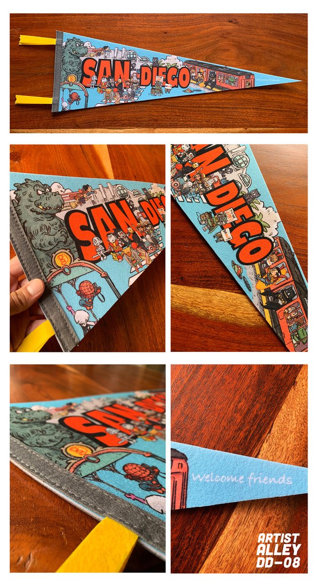 Welcome, friends, to the greatest place on Earth. Show off your #SDCC spirit year-round with <a href="/PatrickBallest/">Patrick Ballesteros FESTIVAL OF BOOKS 🍊 Zone</a>'s exclusive pennant flag: sdccblog.com/2025/06/patric…