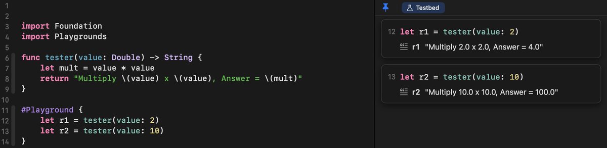 fizzymouse's tweet image. Playgrounds in #Xcode26 are a lovely way of testing / debugging a section of code.