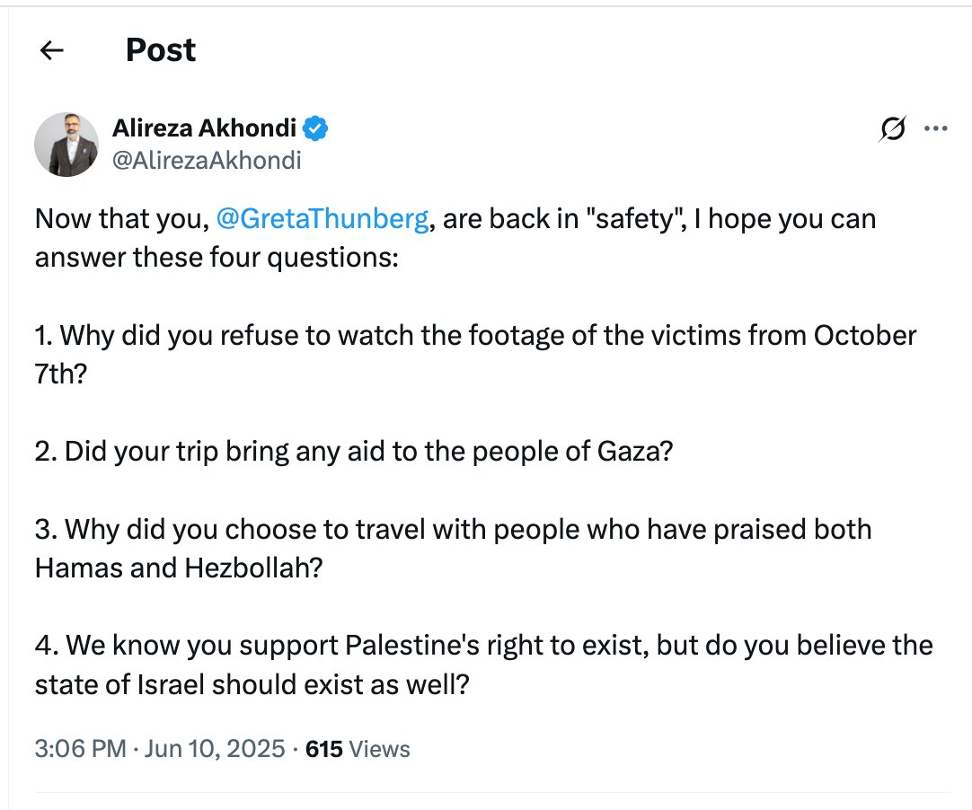 Hillel Neuer (@hillelneuer) on Twitter photo .<a href="/GretaThunberg/">Greta Thunberg</a>, these are straightforward questions from a member of the Swedish Parliament, your own country. If you cannot answer them, I hope some of the millions who still follow and quote you will begin to ask some questions of their own about what you really stand for. .<a href="/GretaThunberg/">Greta Thunberg</a>, these are straightforward questions from a member of the Swedish Parliament, your own country. If you cannot answer them, I hope some of the millions who still follow and quote you will begin to ask some questions of their own about what you really stand for.
