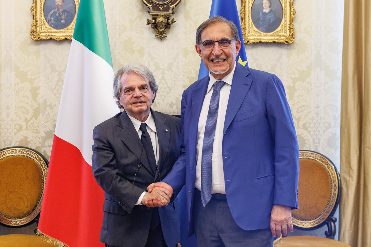 Il presidente del Senato, Ignazio La Russa, ha ricevuto a Palazzo Madama il presidente del CNEL, Renato Brunetta.