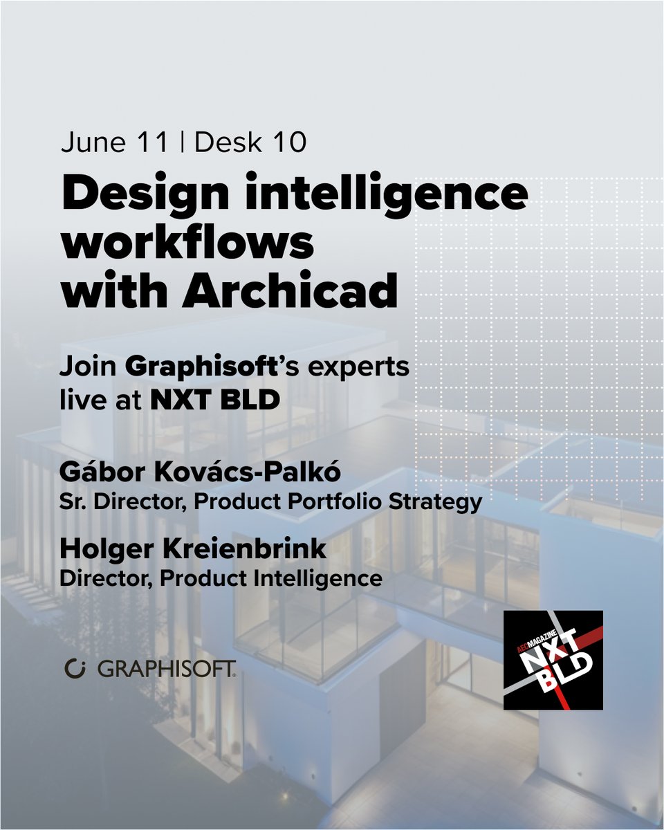 ARCHICAD's tweet image. Don’t miss Graphisoft’s session at #NXTBLD! 🎤
📅 June 11 | 📍 London
🔗 nxtbld.com

#Graphisoft #Archicad #AECInnovation