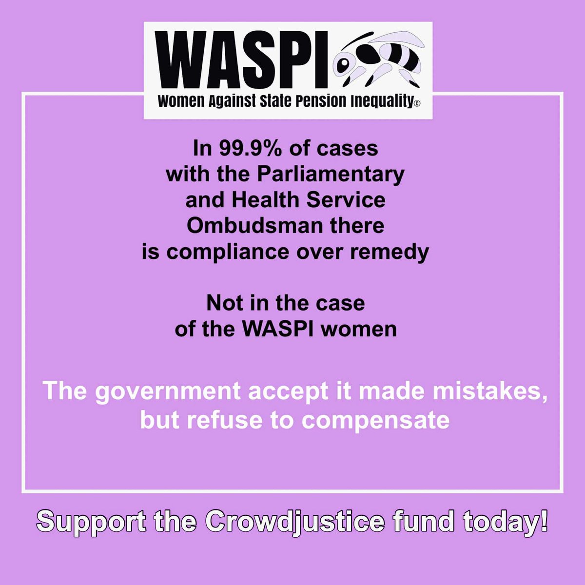The Govts. 90% figure relies on a survey in which only 5% of the sample were actually #WASPI women. The Deputy Ombudsman called it a ‘red herring’ and he was right. Please repost and help us make our legal challenge by donating here :
crowdjustice.com/case/waspijust…