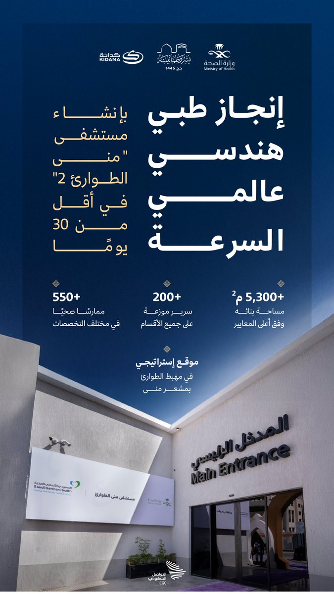 مستشفى طوارئ متكامل للحجاج، في أقل من 30 يومًا. #يسر_وطمأنينة