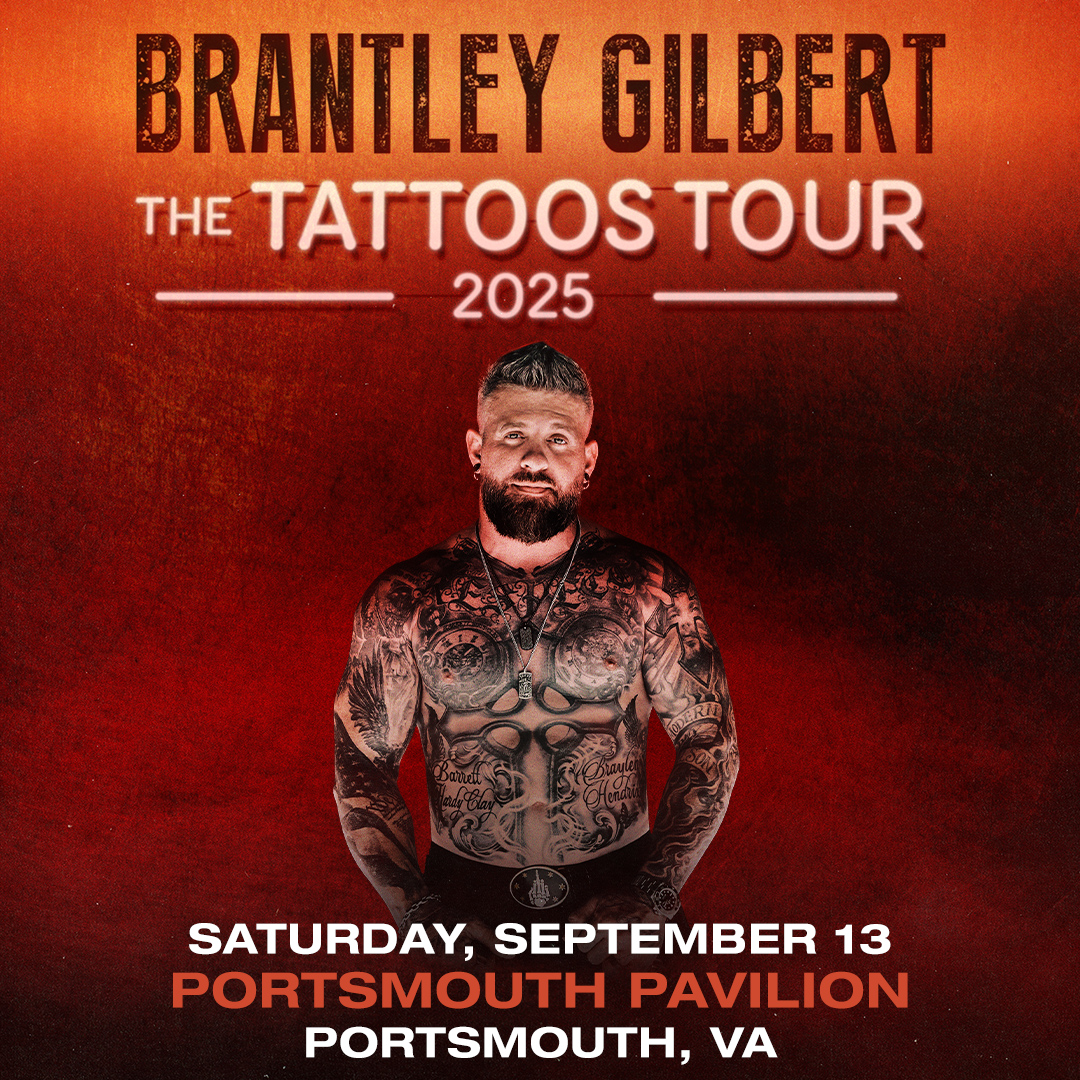 JUST ANNOUNCED: Brantley Gilbert brings The Tattoos Tour to Portsmouth on Saturday, September 13 🤠

Tickets available this Friday at 10am. Sign up for early ticket access and exclusive presale code 👉 shorturl.at/U9ZgY