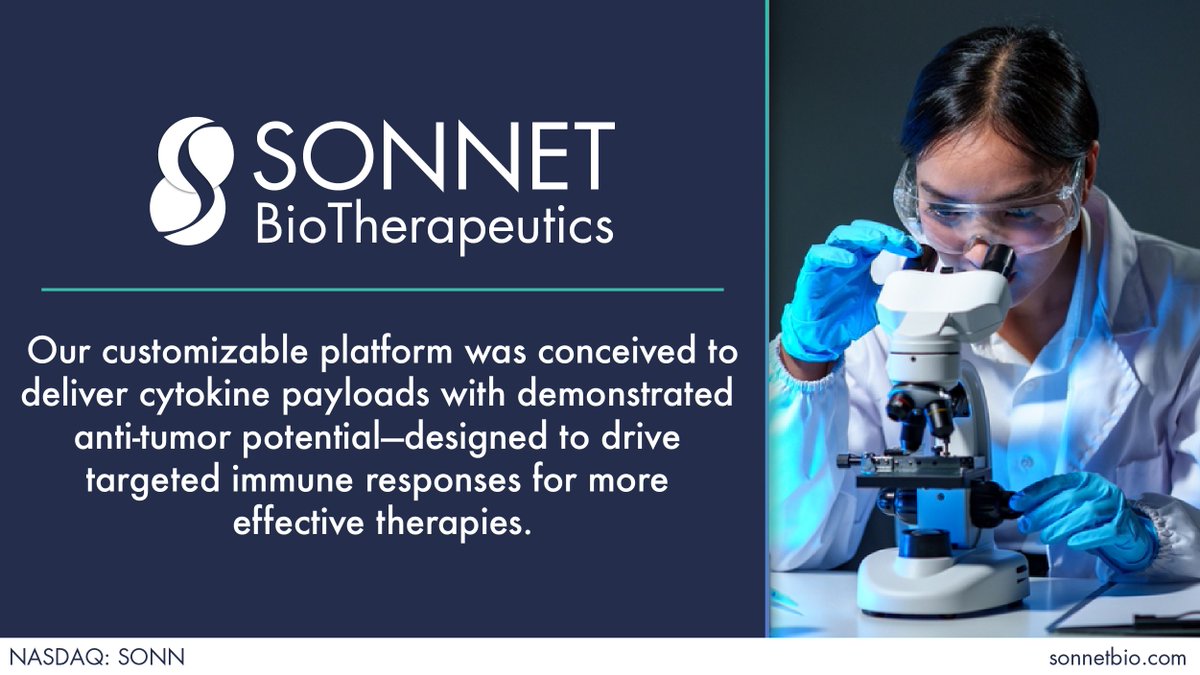 SonnetBio's tweet image. Our customizable platform was conceived to deliver cytokine payloads with demonstrated anti-tumor potential—designed to drive targeted immune responses for more effective therapies.

Learn more: bit.ly/4c1CwT4 

$SONN #Oncology #SolidTumors