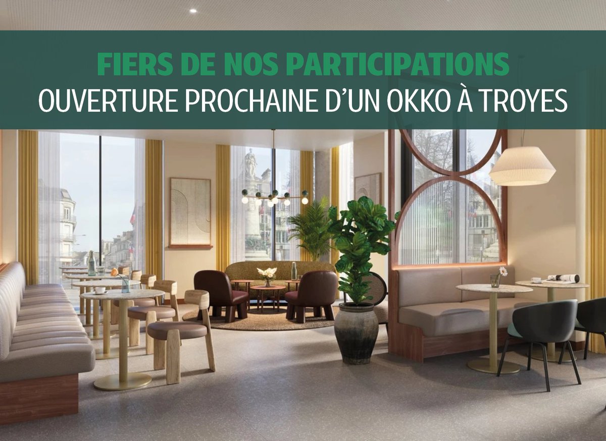 #FiersDeNosParticipations
<a href="/EXTEND_AM/">EXTENDAM</a> annonce l’ouverture prochaine d’un nouvel @okkohotelsà #Troyes
Ce projet s’inscrit au sein d’un vaste programme de mixité urbaine redonnant vie à un quartier emblématique de la ville, porté par <a href="/vinciimmobilier/">VINCI Immobilier</a>
#investissement #hôtellerie
