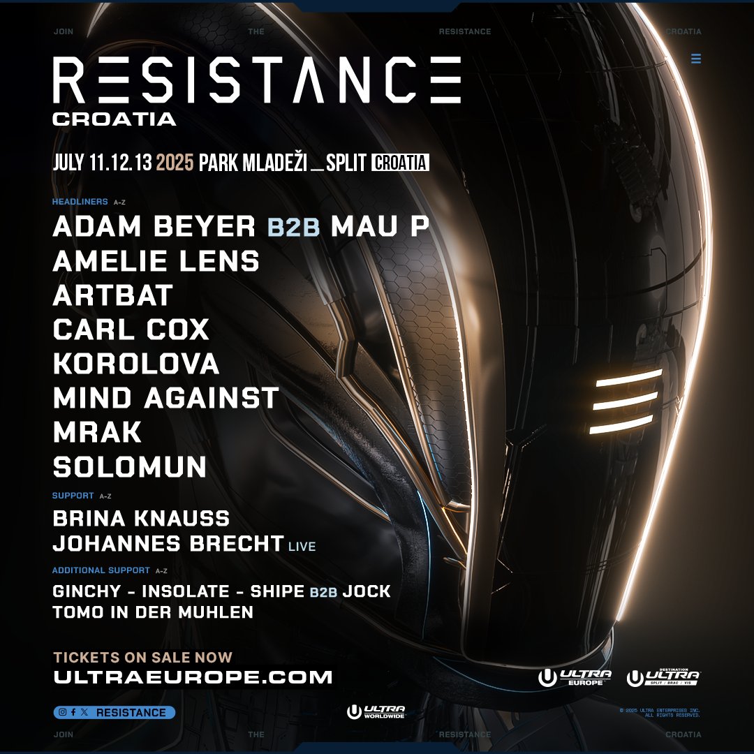 Not for everyone. Just for the ones who feel it deeper. The RESISTANCE Croatia lineup has landed. See you all in Split! #RESISTANCECroatia

Tickets ➡️ ultraeurope.com/tickets