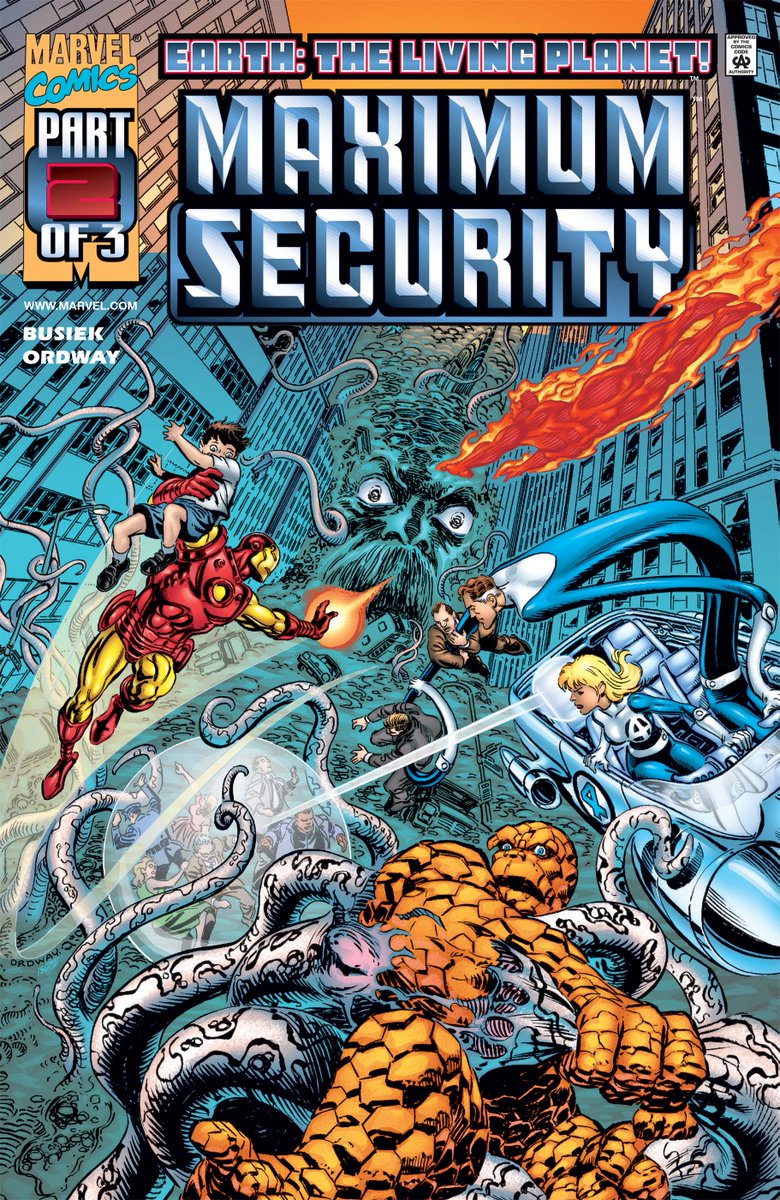 comicbookaddt's tweet image. Remember &quot;Maximum Security&quot; event from 2000? 
The Earth was turned into an intergalactic penal colony! 👽 It was an epic, sprawling crossover that saw heroes like the Avengers and X-Men dealing with Earth&apos;s new status as a galactic prison. 

#MarvelComics #MaximumSecurity…