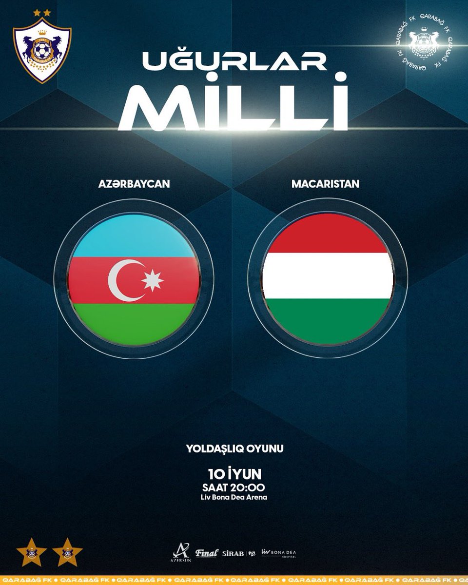 ⚽️ Bu gün milli komandamız növbəti yoldaşlıq oyununu keçirəcək.

🇦🇿 🆚 🇭🇺 Yığmamız Macarıstan kollektivi ilə üz-üzə gələcək.

⏰ Liv Bonda Dea Arenada baş tutacaq qarşılaşma bu gün saat 20:00-da start götürəcək.

✊🏻Millimizə uğurlar arzu edirik!

#MilliKomanda