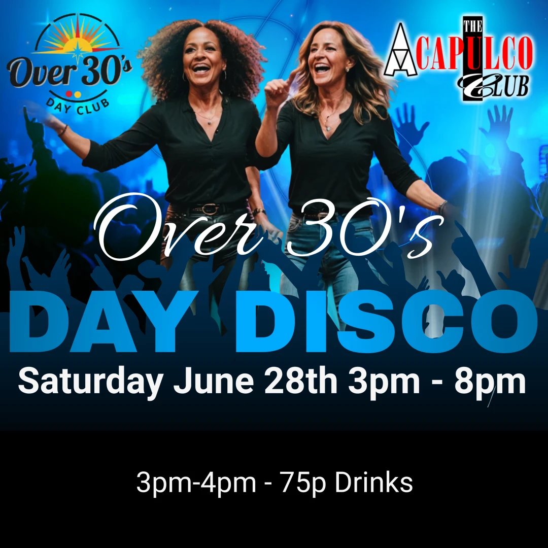 You have asked for it, so here it is!  Acapulco is proud to present our Over 30's Day Disco!

ts the biggest over 30's afternoon party in the area with our legendary 75p drinks for the first hour!

Help us get the word out and tag those you think would be interested!  You...