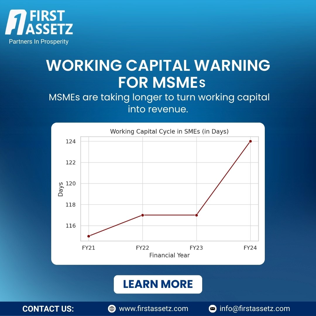 NarainKini's tweet image. 📉 In FY24, the working capital cycle stretched to 124 days, up from 117 days in FY23.  

💡 What tools or tips helped you fix your cash cycle? Comment below.  
🌐 Website Link: firstassetz.com
  

 #WorkingCapital #MSMEFunding #CashCycle #FinanceForMSMEs #firstassetz
