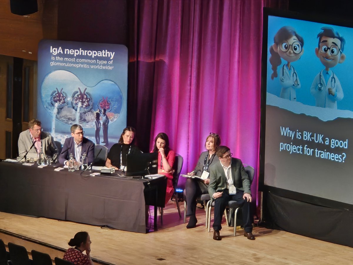 Collaboration &amp; creativity on stage at the NEPHwork #UKKW25 Dragons’ Den 🐉.

Trainee-led research pitches include:

🔹 CGM in #dialysis
🔹 BK virus management in #transplant
🔹 Home testing for glomerular disease

Trainees are driving future #nephrology research. 👏
