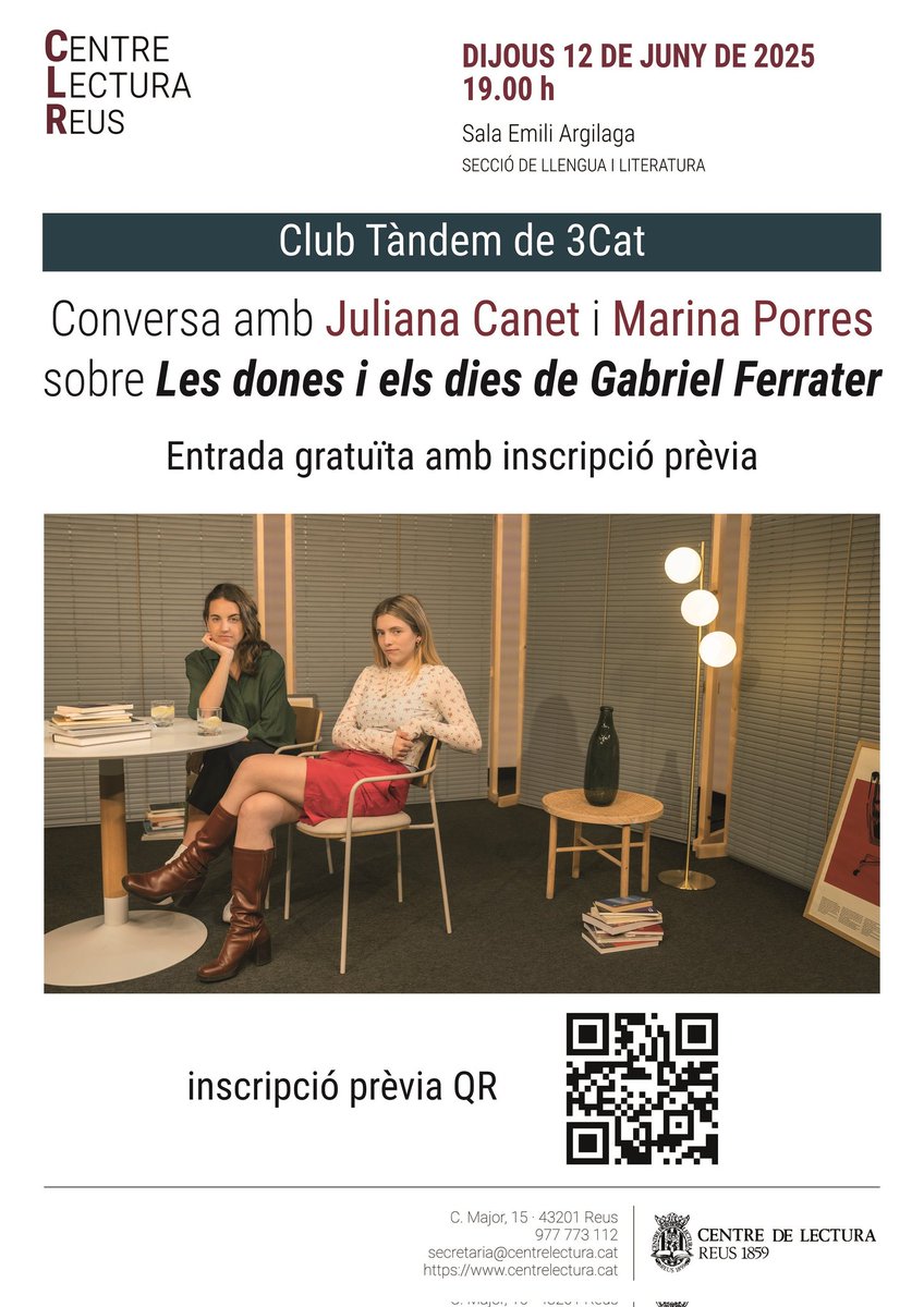 Lletres al Centre (@lletresclr) on Twitter photo Recordeu que és imprescindible apuntar-vos-hi. Us hi esperem! <a href="/centredelectura/">Centre de Lectura</a> <a href="/mporrasmarti/">Marina Porras Martí</a> #ClubTàndem Recordeu que és imprescindible apuntar-vos-hi. Us hi esperem! <a href="/centredelectura/">Centre de Lectura</a> <a href="/mporrasmarti/">Marina Porras Martí</a> #ClubTàndem