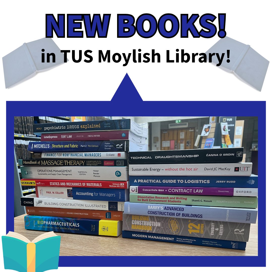 New books at #tuslibraries Moylish!
Whether its something on #construction, #management, #psychology or #massagetherapy - search our catalogues, shelves or ask our librarians for help in finding what you need!
#newbookalert #newarrivals #freshreads #bookdrop #readallaboutit📚