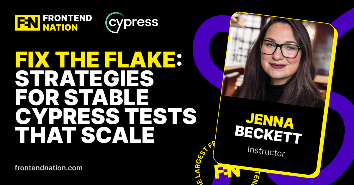 Frontend Nation (@frontendnation) on Twitter photo Tired of flaky tests slowing you down?
Join Jenna Beckett for a hands-on <a href="/Cypress_io/">Cypress.io</a> workshop designed to help you identify and fix the root causes of test flakiness. 🔥
🗓️ June 17, 4:00 PM CEST
📍 Online
👉 Secure your free seat: go.frontendnation.com/cypress Tired of flaky tests slowing you down?
Join Jenna Beckett for a hands-on <a href="/Cypress_io/">Cypress.io</a> workshop designed to help you identify and fix the root causes of test flakiness. 🔥
🗓️ June 17, 4:00 PM CEST
📍 Online
👉 Secure your free seat: go.frontendnation.com/cypress