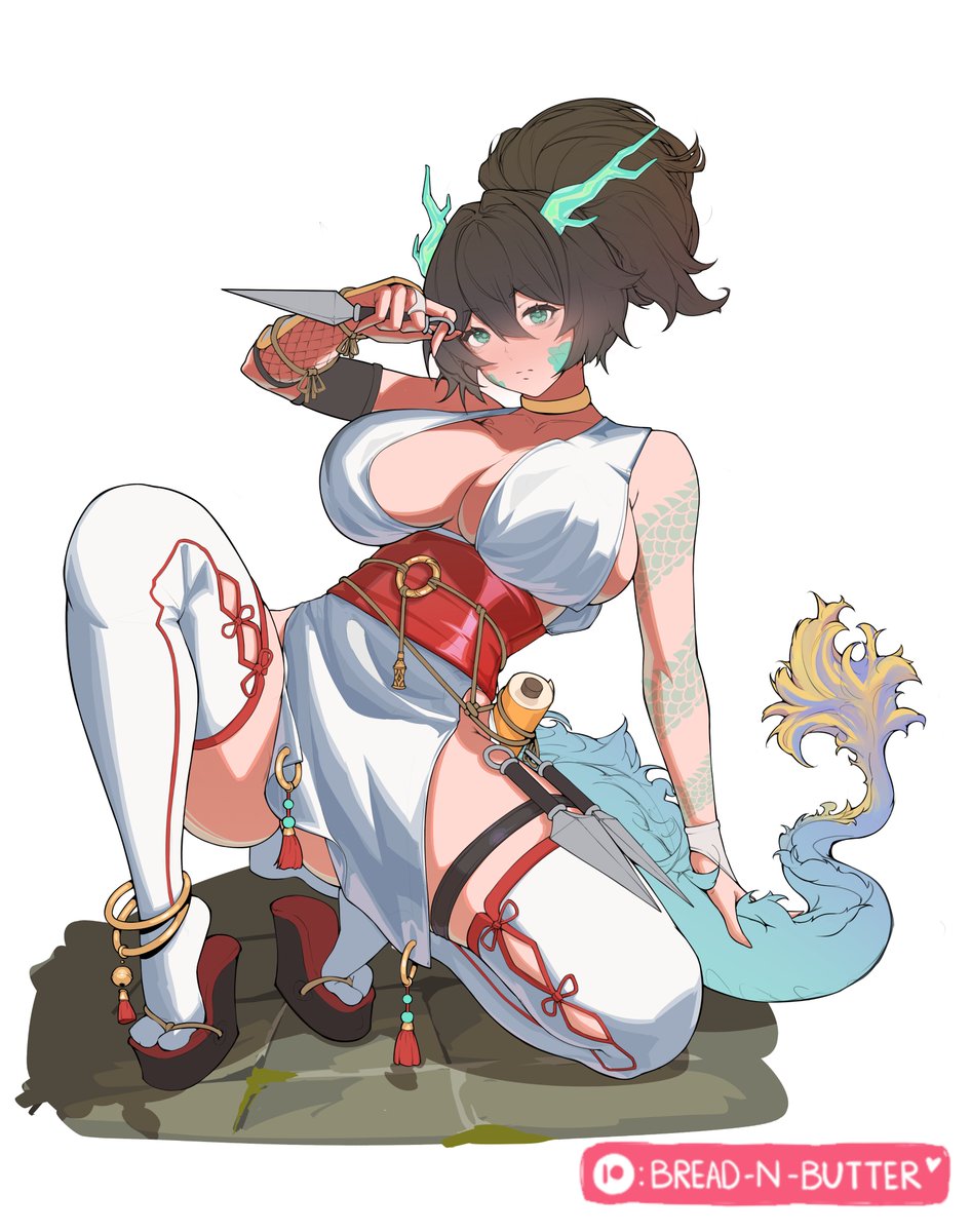 BreadNButterd's tweet photo. Japanese Dragon girl. https://t.co/IzgS3FZ7im
