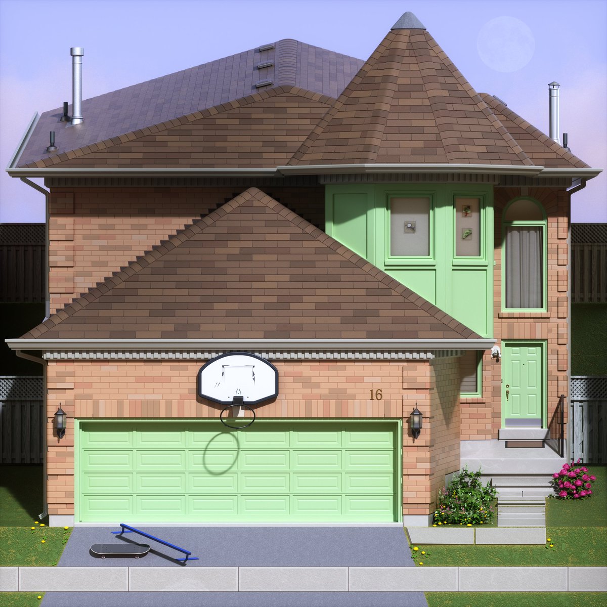 portrait of friend's old house for wall in friend's new house