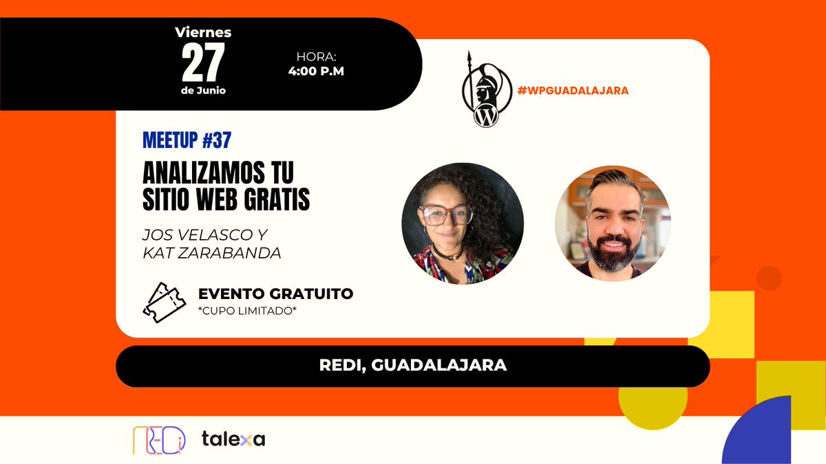 Te invitamos al Meetup #37: 🧠 Analizamos tu sitio web GRATIS. 

Más información en: meetup.com/wordpress-guad…