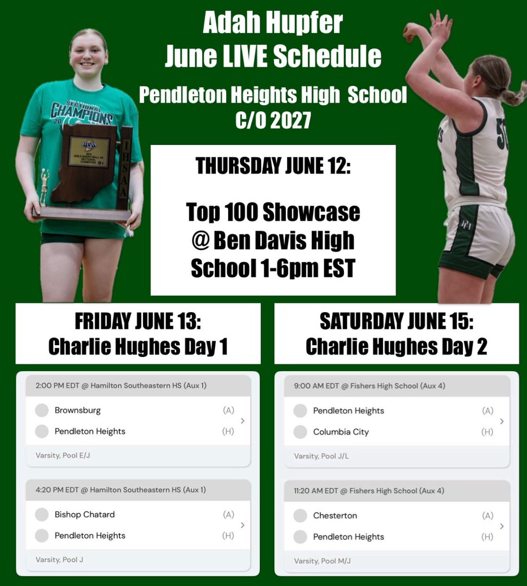 Adah Hupfer (@adahhupfer2027) on Twitter photo Ready for the June LIVE period!! Come check out me and my <a href="/PHHSArabiansGBB/">Lady Arabians Basketball</a> team this week at the <a href="/IBCA_Coaches/">IBCA Coaches</a> events—-Top 100 Thursday and Charlie Hughes Friday and Saturday! <a href="/IGB17uGUAA/">IGB 17u GUAA</a> Ready for the June LIVE period!! Come check out me and my <a href="/PHHSArabiansGBB/">Lady Arabians Basketball</a> team this week at the <a href="/IBCA_Coaches/">IBCA Coaches</a> events—-Top 100 Thursday and Charlie Hughes Friday and Saturday! <a href="/IGB17uGUAA/">IGB 17u GUAA</a>