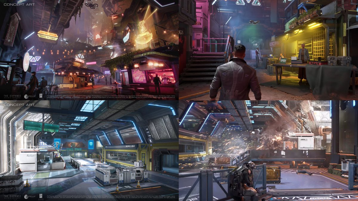 The Expanse: Osiris Reborn concept art vs pre-alpha gameplay